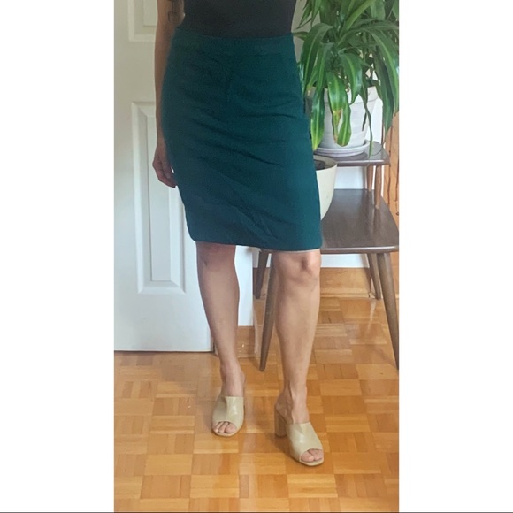 High Waist Forest Green Pencil Skirt - Picture 2 of 6
